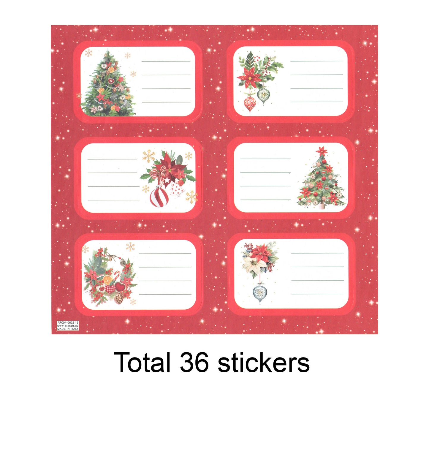 Sticker natalizie chiudipacco confezione da 36 Stickers