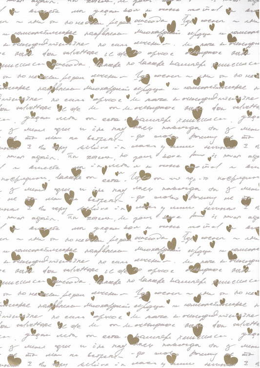 Carta Da Regalo Foglio formato 90 x 65 cm cuori oro
