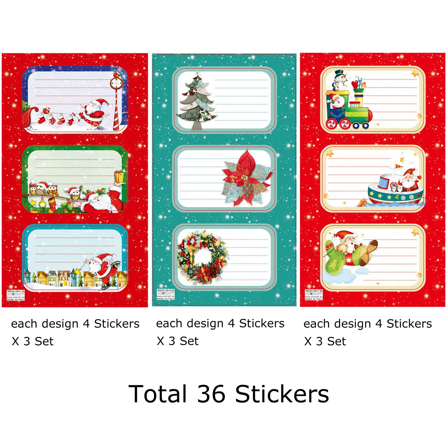 Sticker natalizie chiudipacco confezione da 36 Stickers