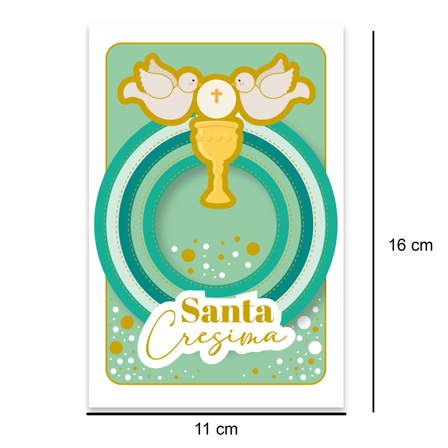 Biglietto Auguri Cresima verde formato 16 x 11 cm
