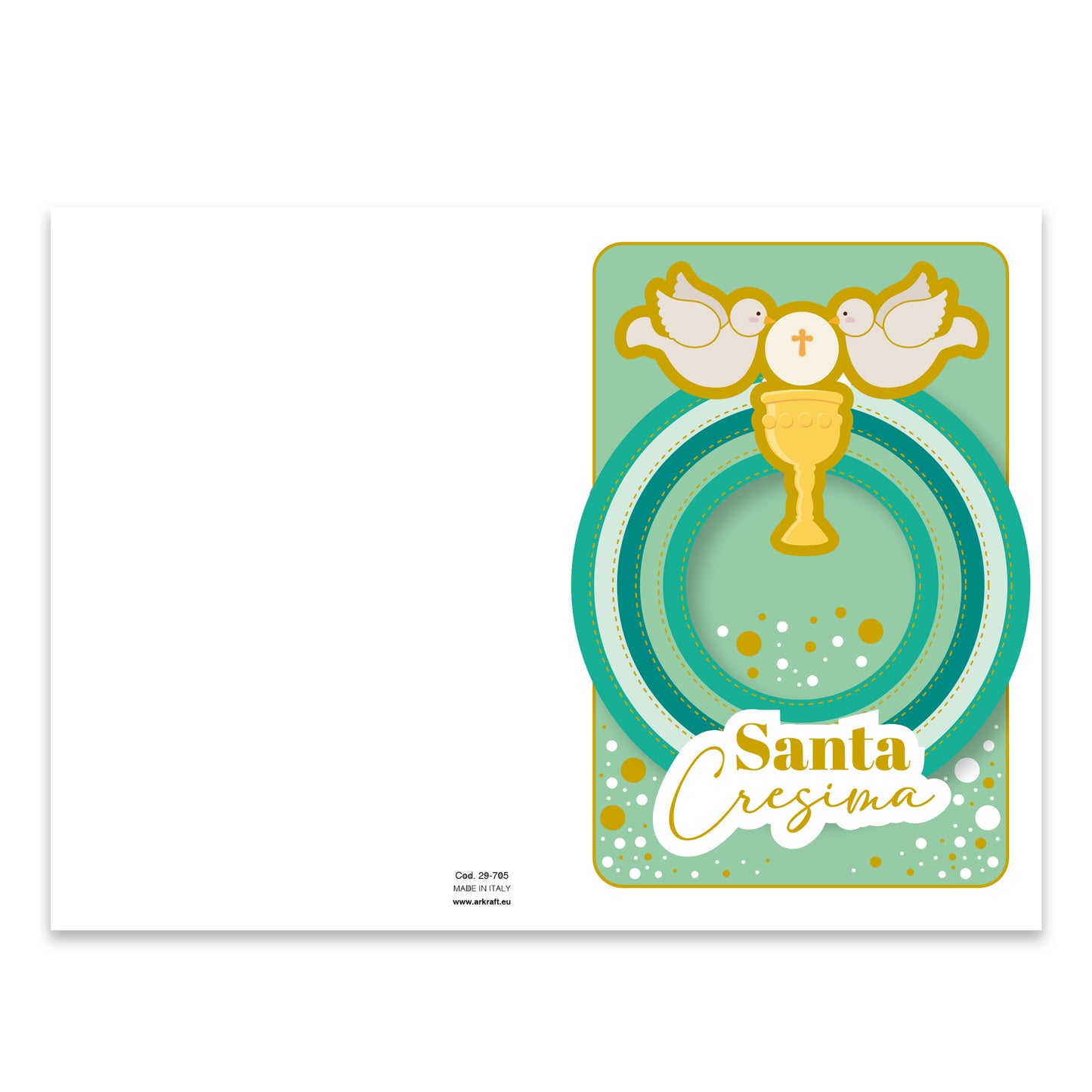 Biglietto Auguri Cresima verde formato 16 x 11 cm