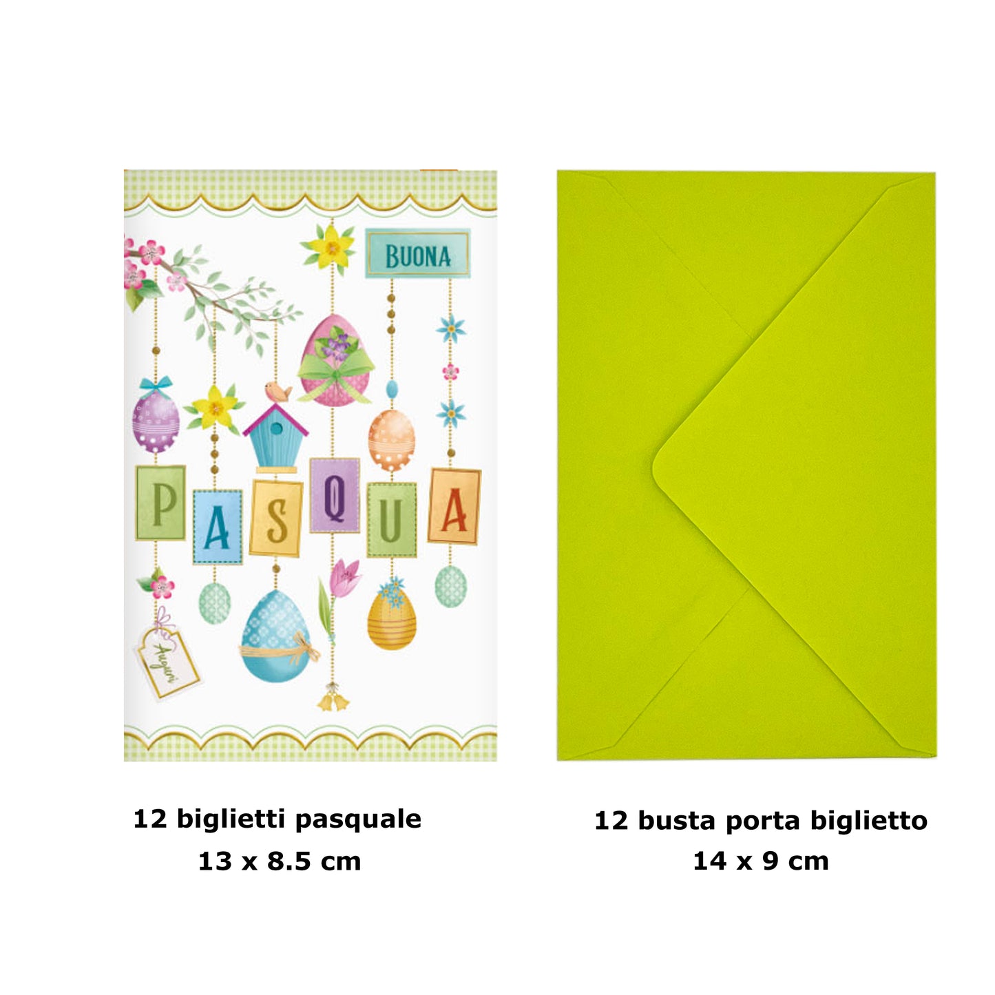 Biglietto pasqua confezione da 12 formato 13.5 x 8.5 cm
