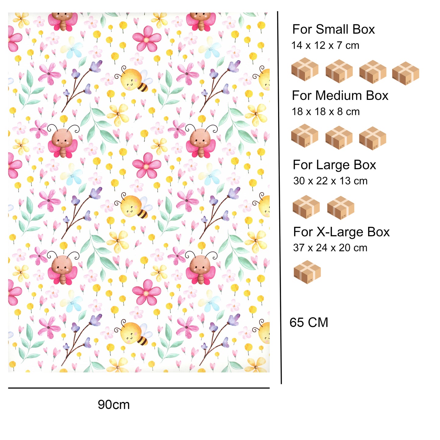 Carta Da Regalo Foglio formato 90 x 65 cm api fiori