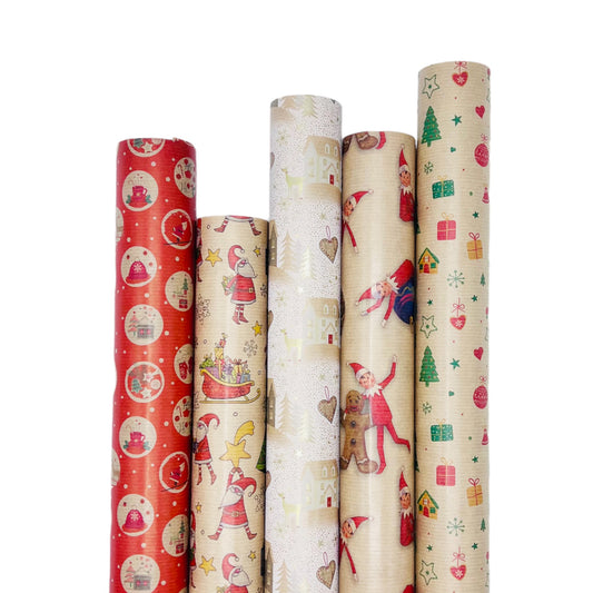 Rol cadeaupapier, formaat 2 mx 70 cm, verpakking met 5 afbeeldingen