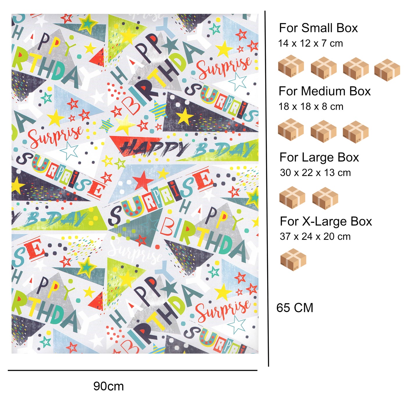 Carta Da Regalo Foglio formato 90 x 65 cm happy birthday