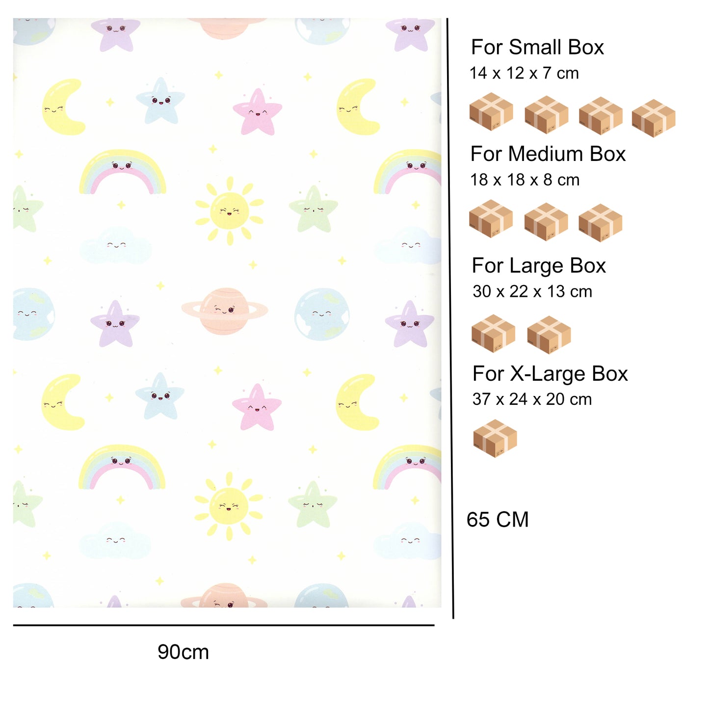 Carta Da Regalo Foglio formato 90 x 65 cm sole e luna
