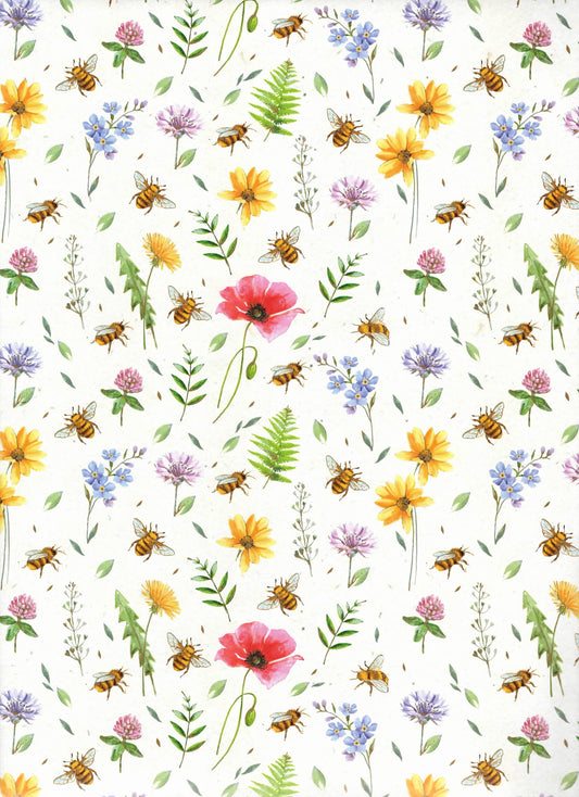 Carta Da Regalo Foglio formato 90 x 65 cm fiore ape